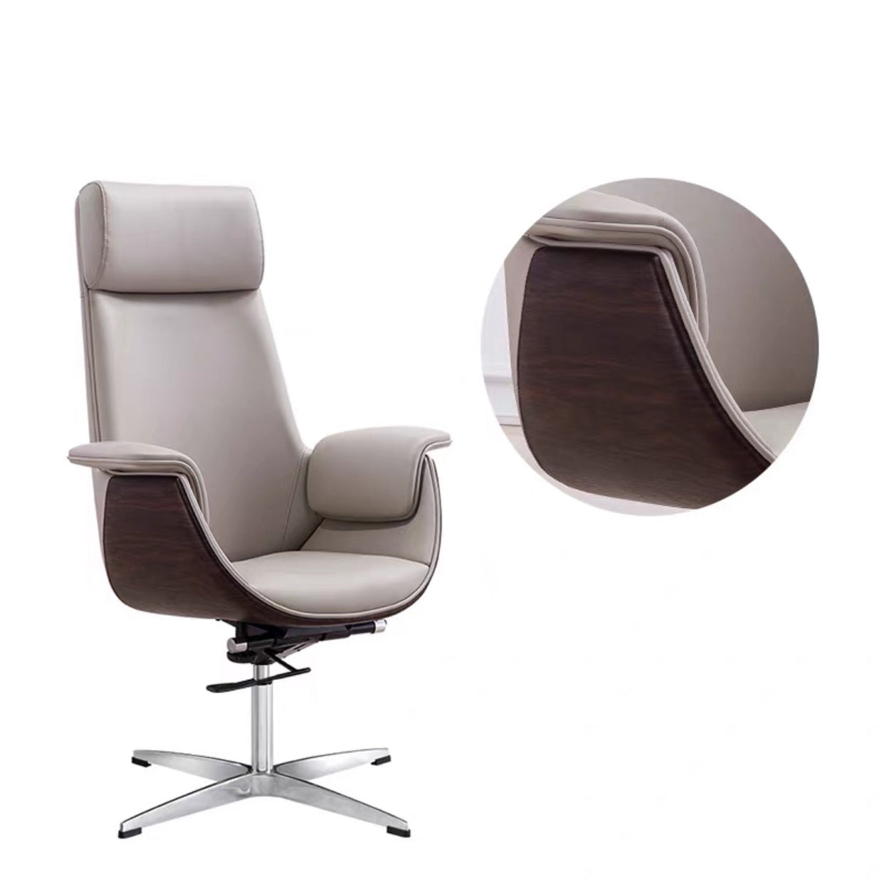 Modern Armless Swivel Chair with Chrome Frame Executive Height-adjustable Office Chair