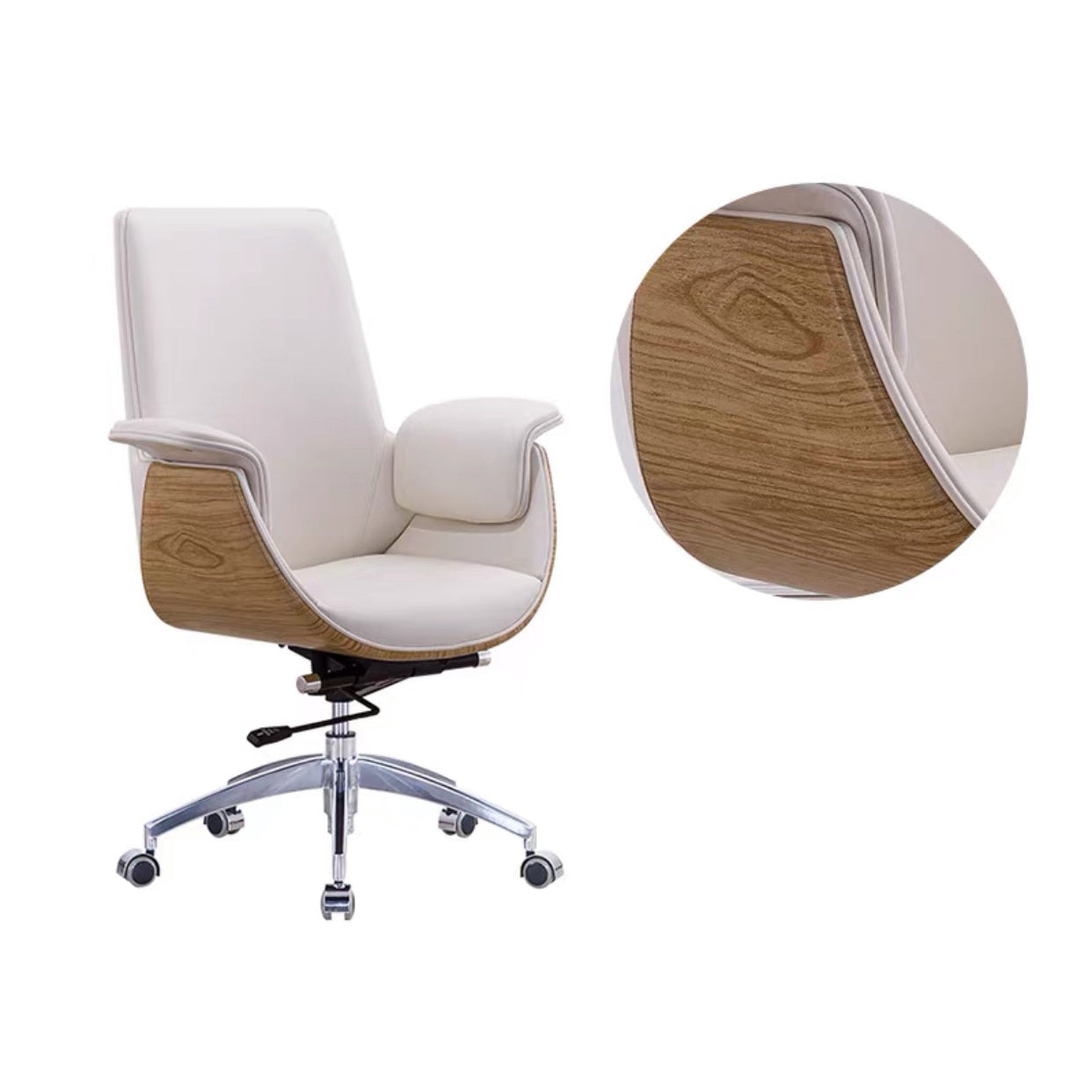 Modern Armless Swivel Chair with Chrome Frame Executive Height-adjustable Office Chair