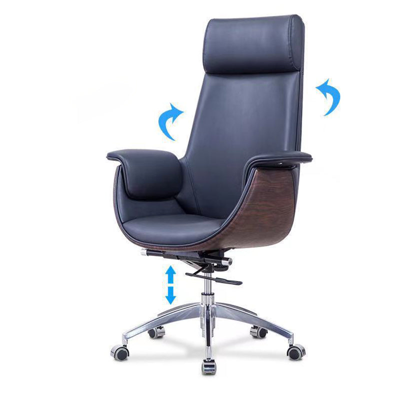 Modern Armless Swivel Chair with Chrome Frame Executive Height-adjustable Office Chair