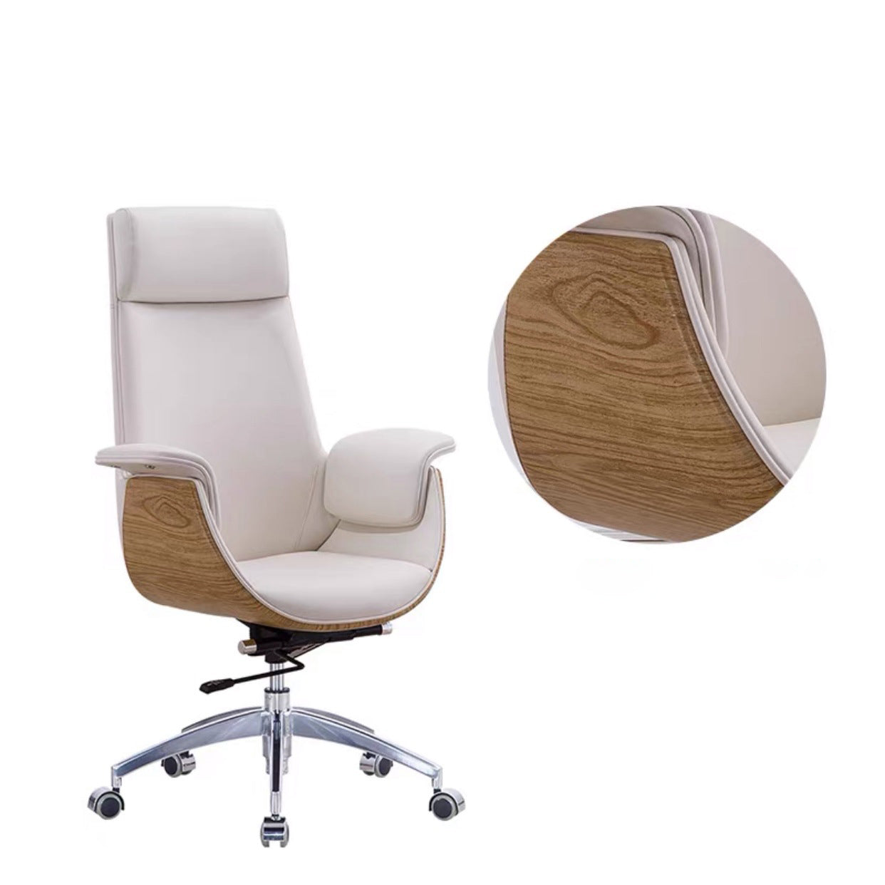 Modern Armless Swivel Chair with Chrome Frame Executive Height-adjustable Office Chair