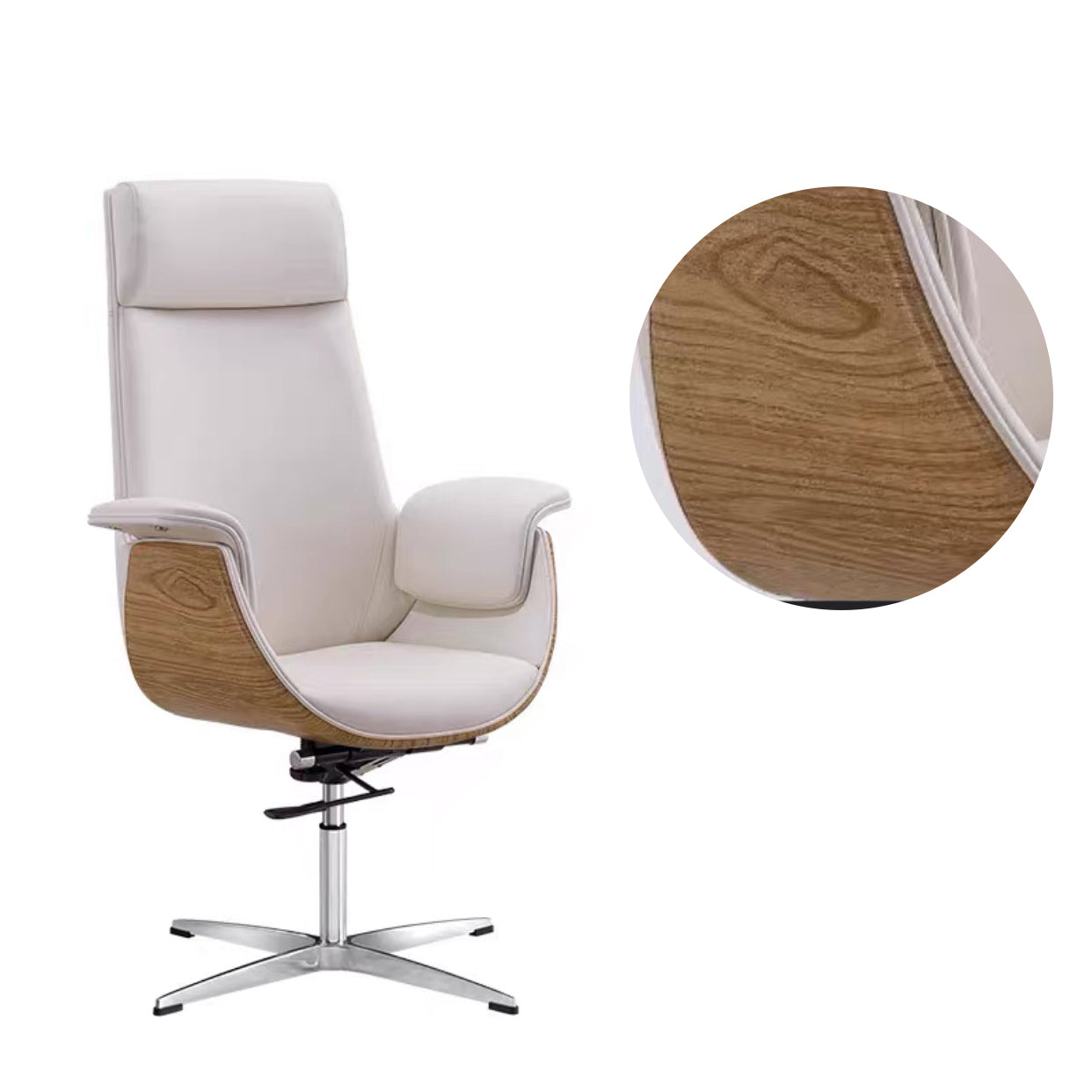 Modern Armless Swivel Chair with Chrome Frame Executive Height-adjustable Office Chair