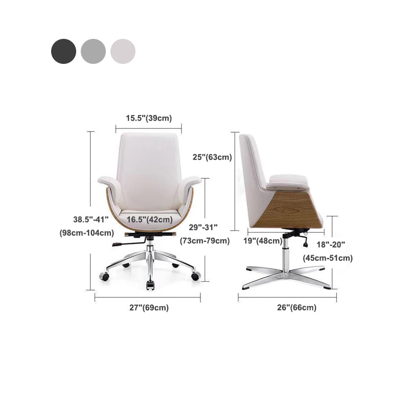 Modern Armless Swivel Chair with Chrome Frame Executive Height-adjustable Office Chair