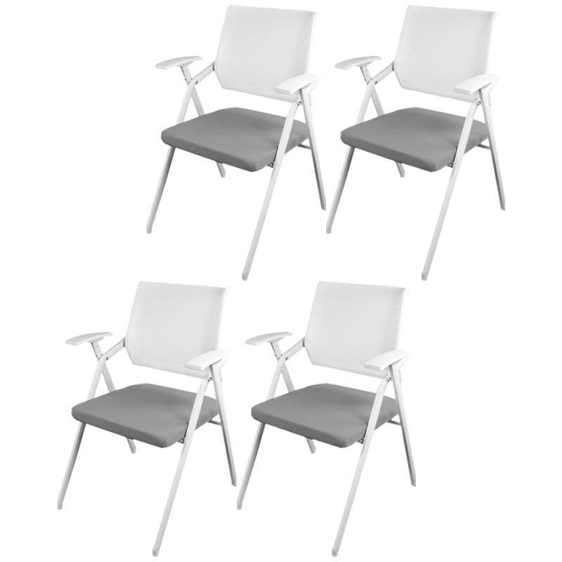 Mid Back Conference Chair with Arms White Metal Frame Modern Computer Office Chair