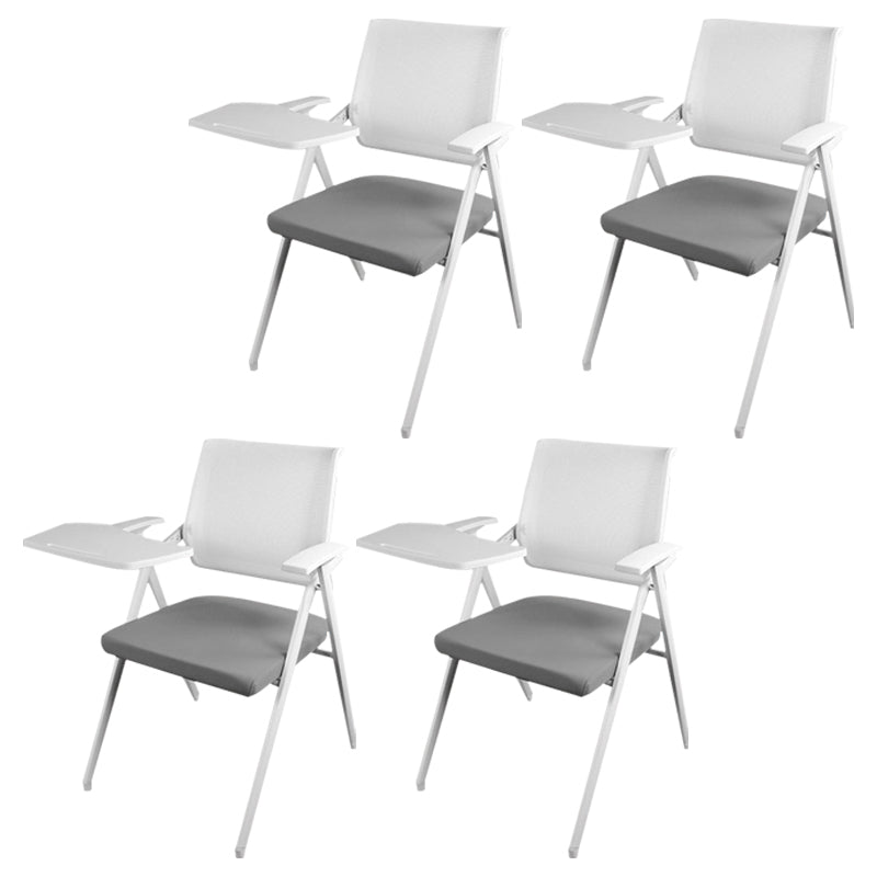 Mid Back Conference Chair with Arms White Metal Frame Modern Computer Office Chair