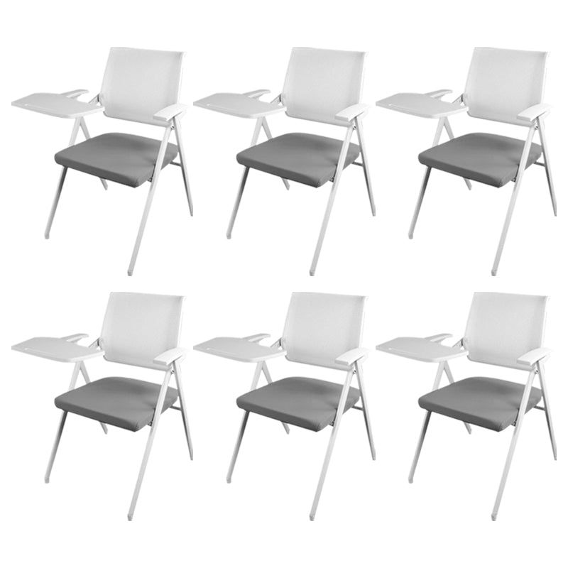 Mid Back Conference Chair with Arms White Metal Frame Modern Computer Office Chair