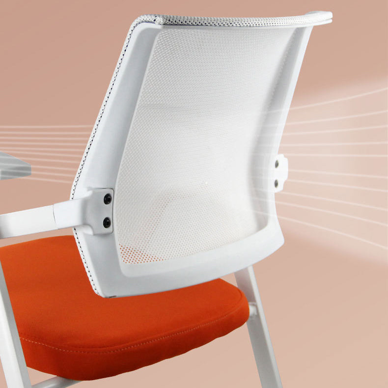 Mid Back Conference Chair with Arms White Metal Frame Modern Computer Office Chair