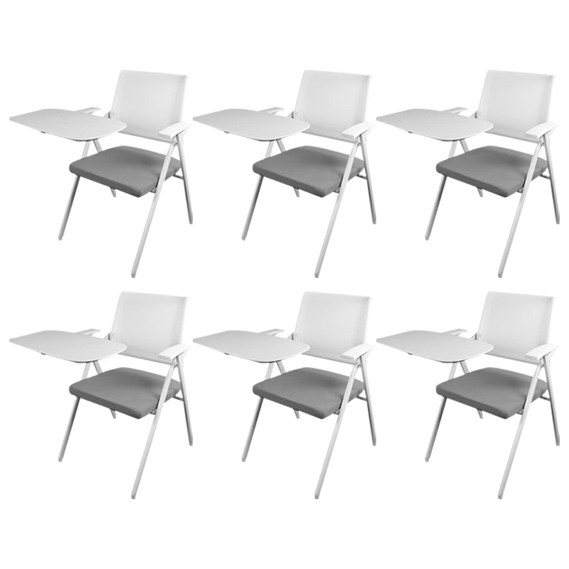 Mid Back Conference Chair with Arms White Metal Frame Modern Computer Office Chair