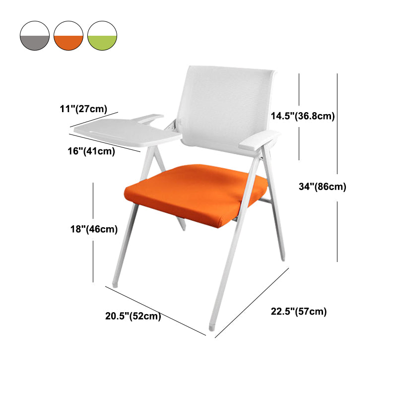 Mid Back Conference Chair with Arms White Metal Frame Modern Computer Office Chair