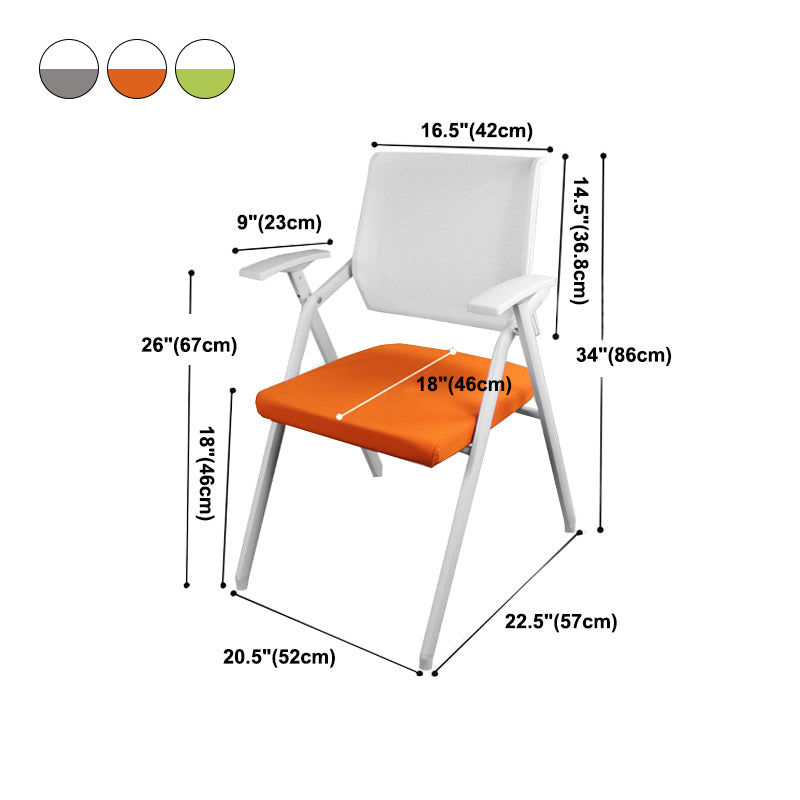 Mid Back Conference Chair with Arms White Metal Frame Modern Computer Office Chair