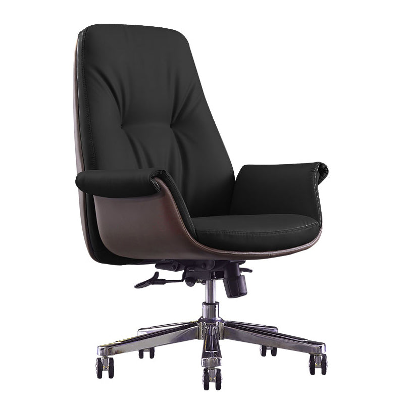 Modern Leather Executive Chair Adjustable Swivel Tilt Mechanism Office Chair