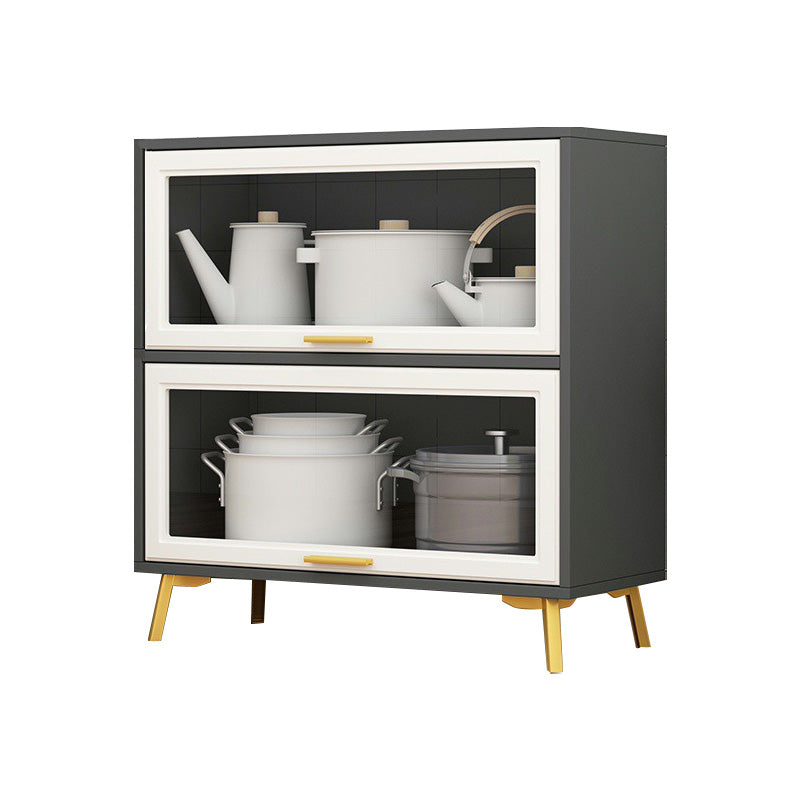 Contemporary Kitchen Dining Server Manufactured Wood Dining Server with Glass Doors