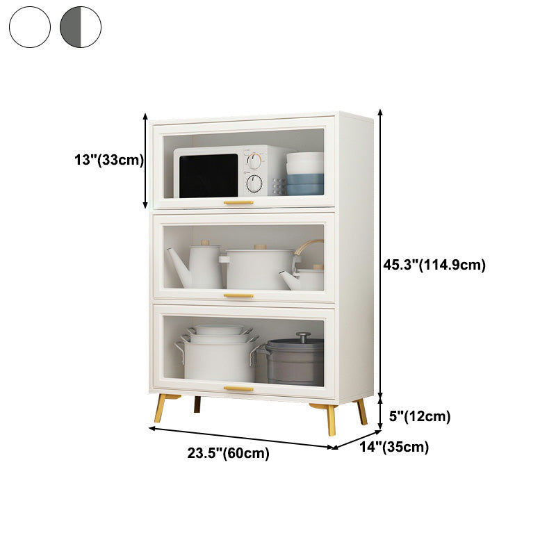 Contemporary Kitchen Dining Server Manufactured Wood Dining Server with Glass Doors