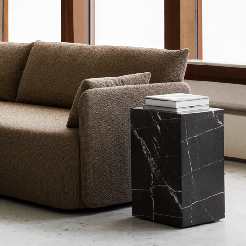 Contemporary Style Side Table Stone Block End Table for Living Room