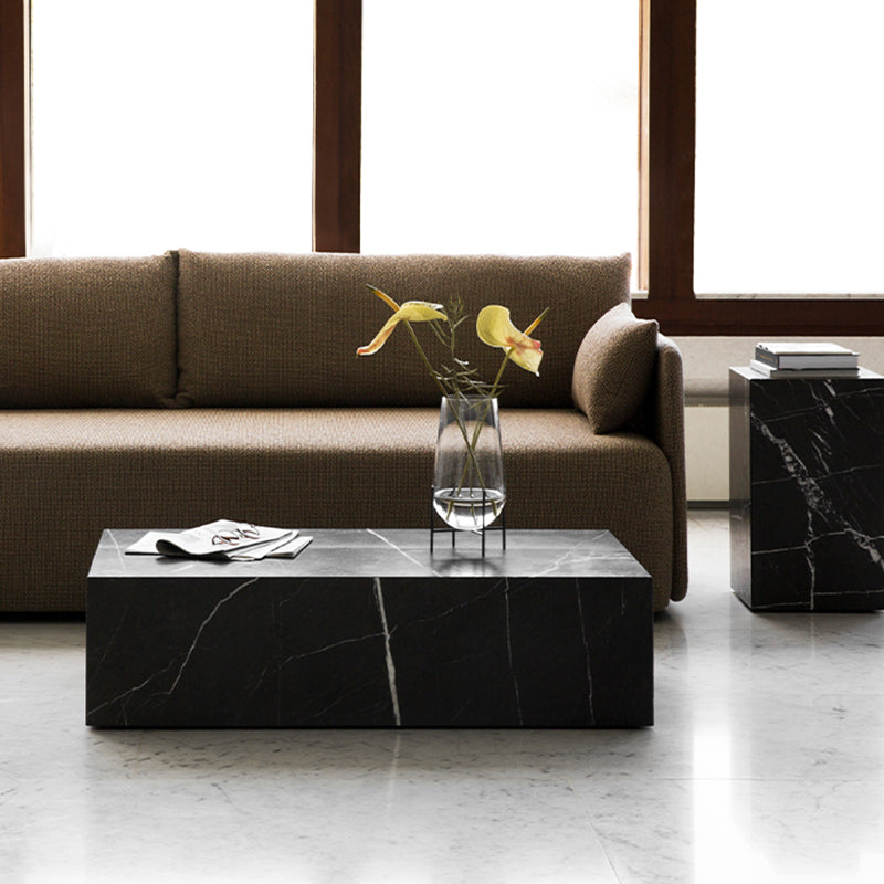 Contemporary Style Side Table Stone Block End Table for Living Room