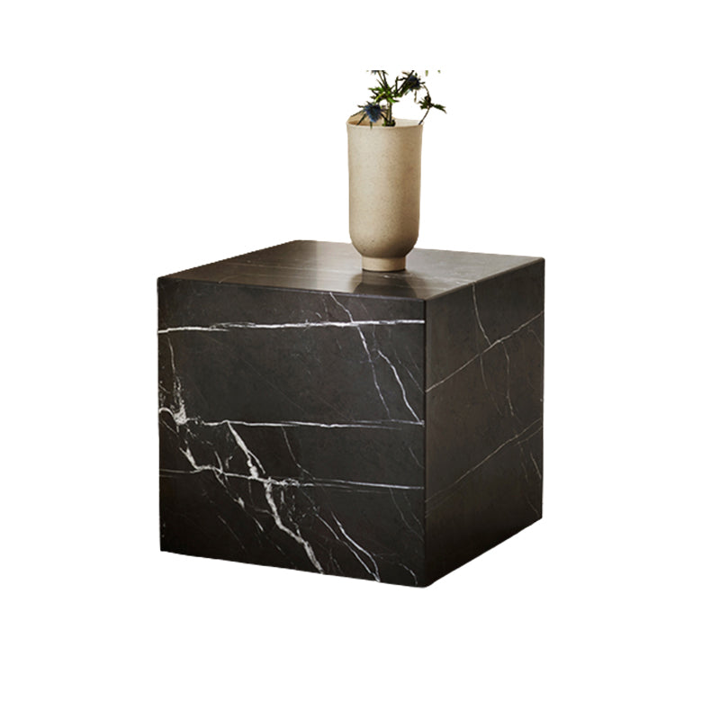 Contemporary Style Side Table Stone Block End Table for Living Room