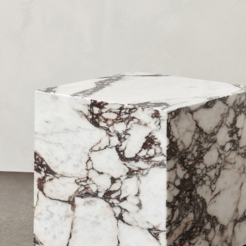 Contemporary Style Side Table Stone Block End Table for Living Room