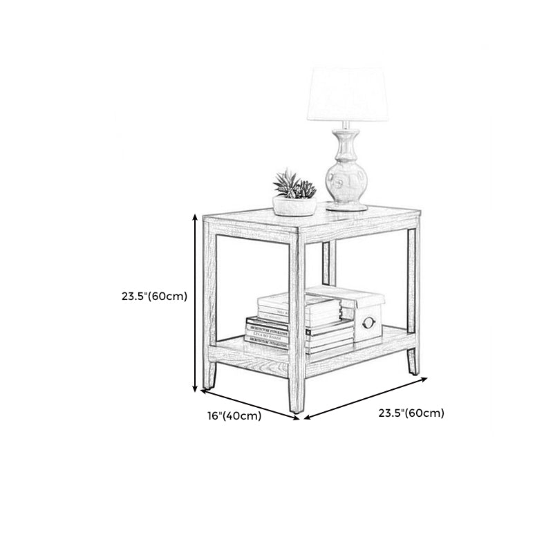 Modern Wood Side Table with no Wheels and Drawers for Living Room