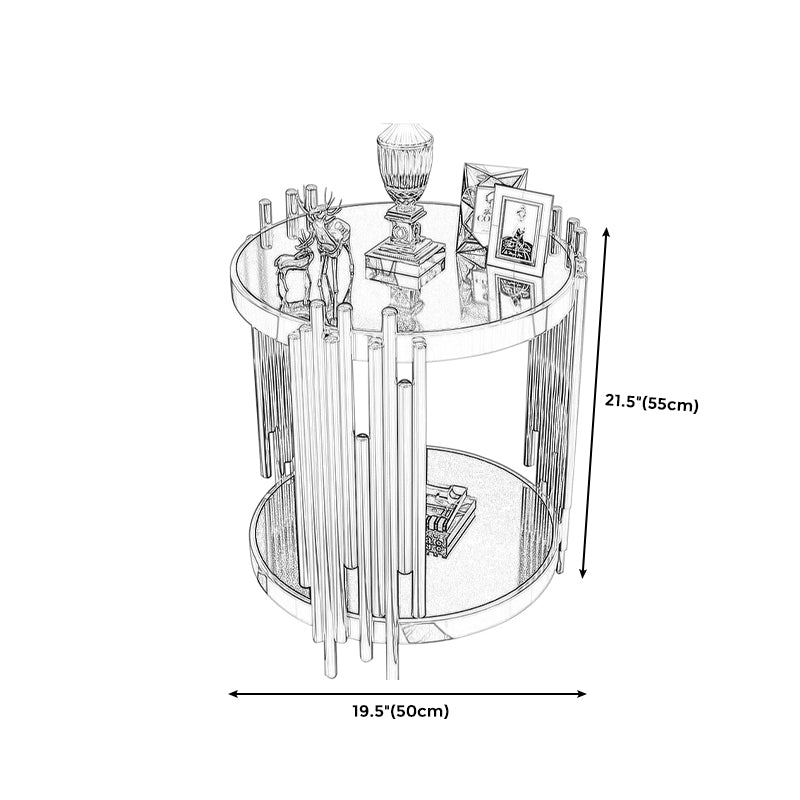 Contemporary Style Round Side End Table Metal Frame Side Table