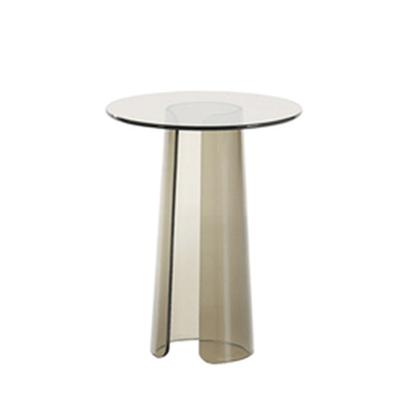 Contemporary Round Side End Table, Clear Pedestal End Table for Living Room