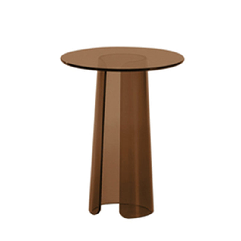 Contemporary Round Side End Table, Clear Pedestal End Table for Living Room