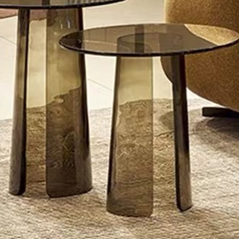 Contemporary Round Side End Table, Clear Pedestal End Table for Living Room