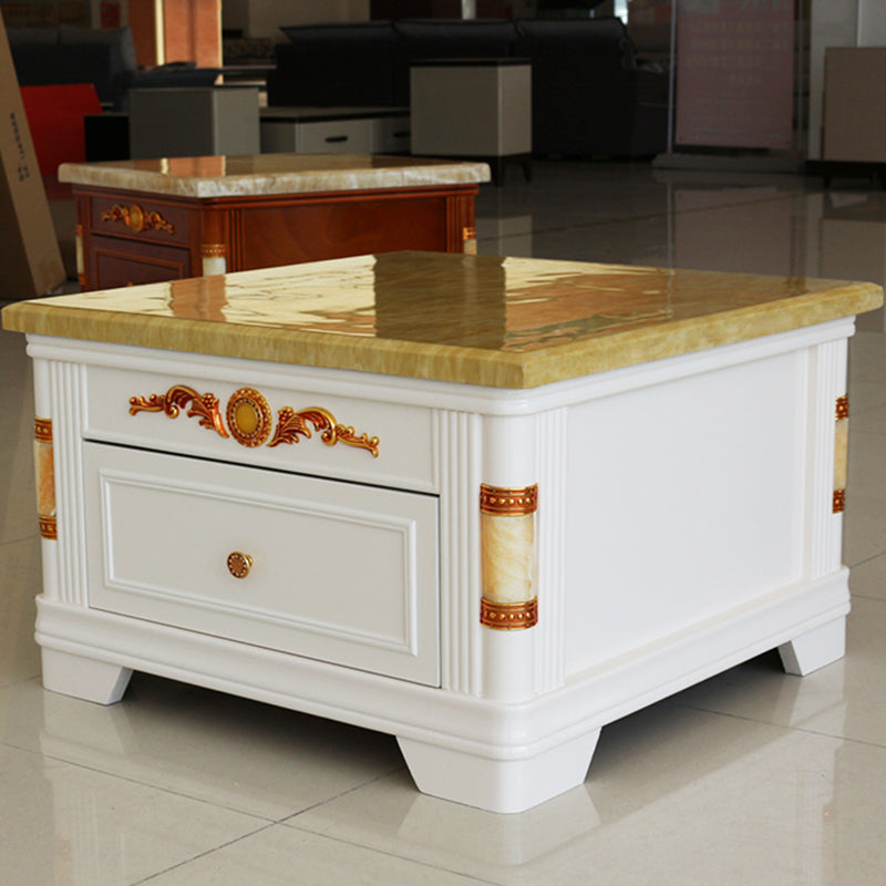 Square End Table with Drawer Traditional Sofa Side End Table for Living Room