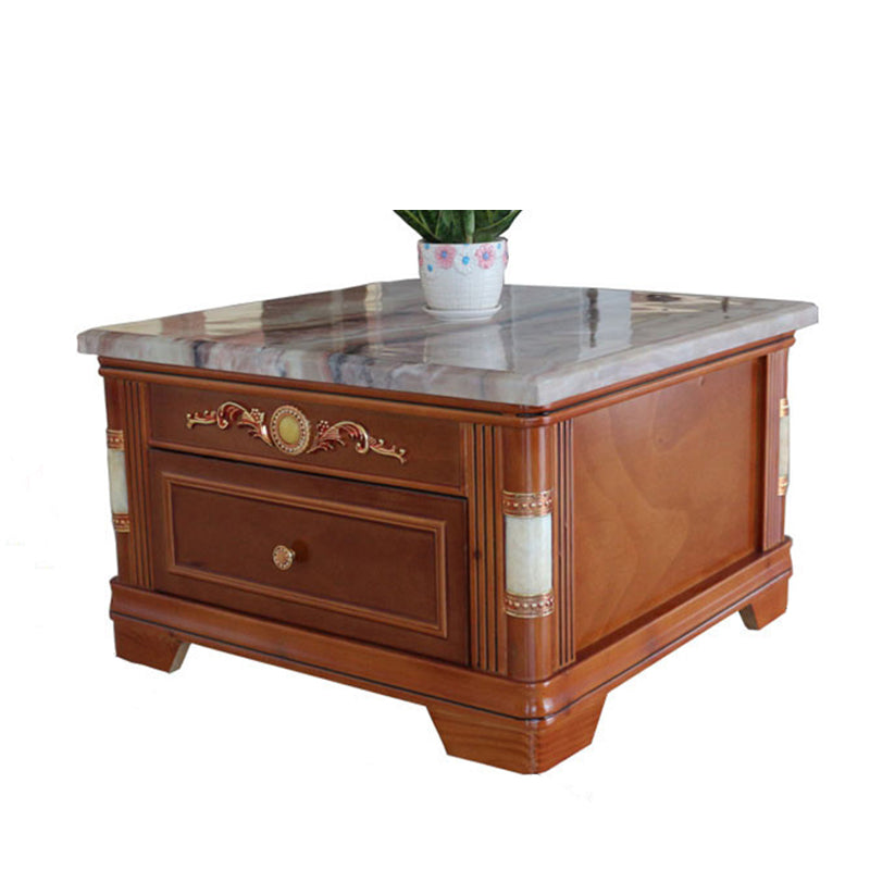 Square End Table with Drawer Traditional Sofa Side End Table for Living Room