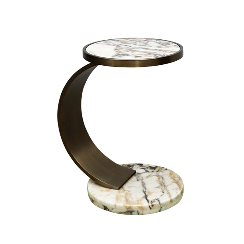 Marble Top End Table C Shape Sofa Side End Table for Living Room