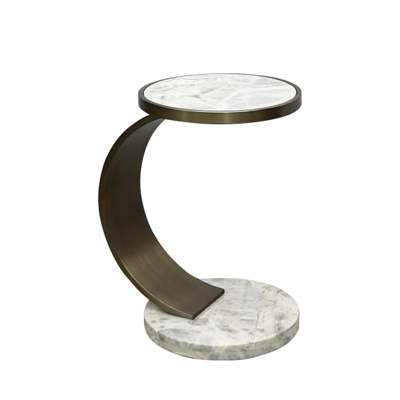 Marble Top End Table C Shape Sofa Side End Table for Living Room