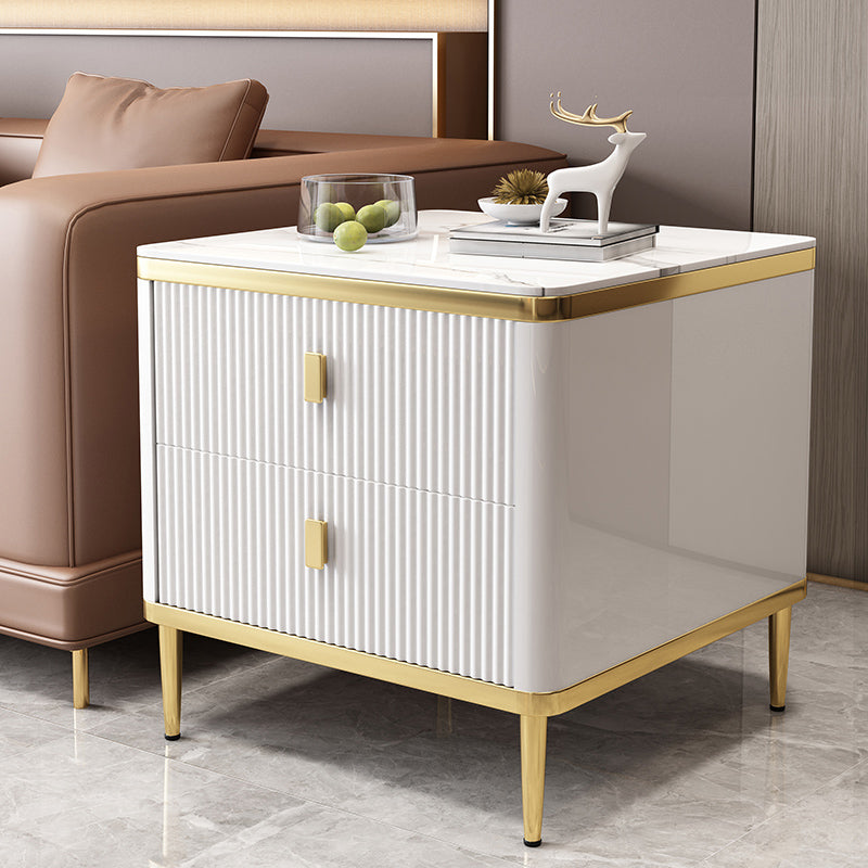 Gorgeous Wood Four-Leg Side Table with Two Drawers for Living Room