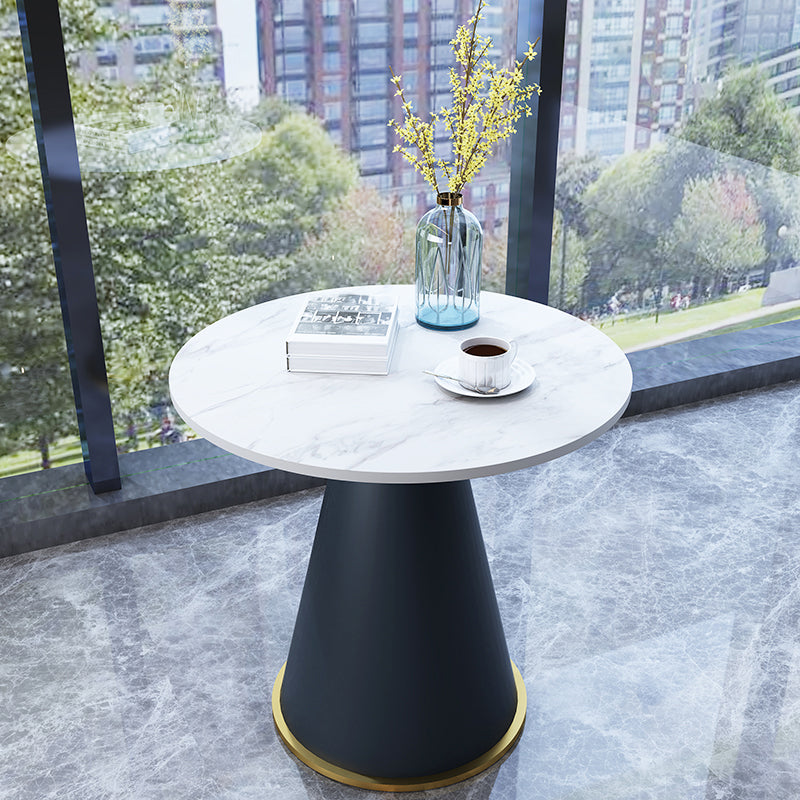 24" L X 24" W Modern Round Side Table with Metal Pedestal Leg
