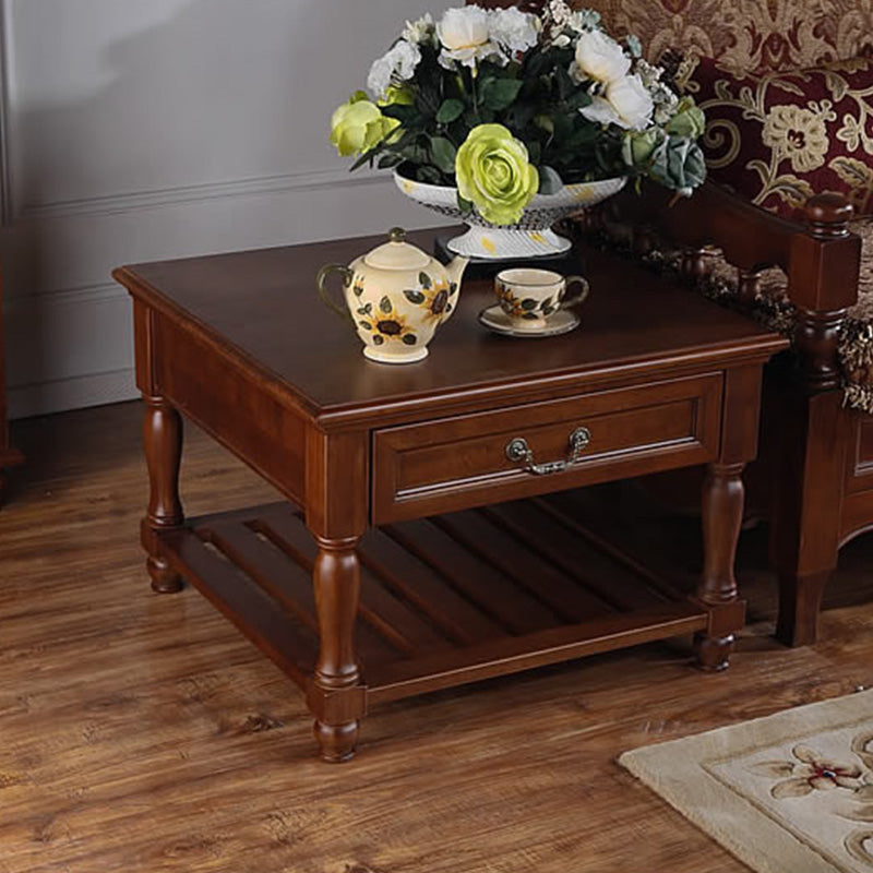 Traditional 4 Legs End Table Square Wood Top Side End Table for Living Room