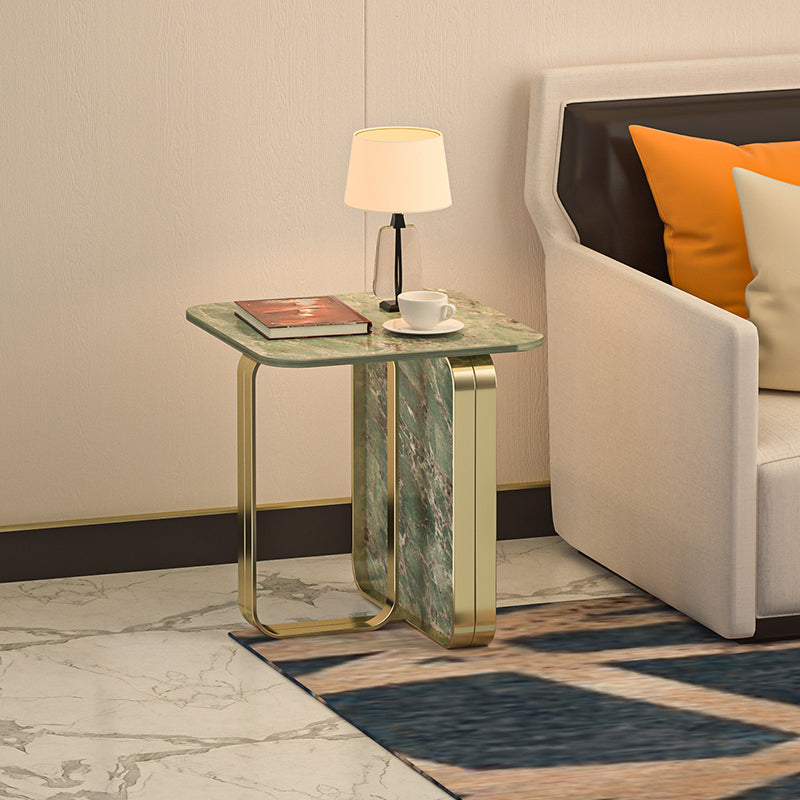 Contemporary Gold Metal Sofa Side Accent Table  with Sintered Stone Top