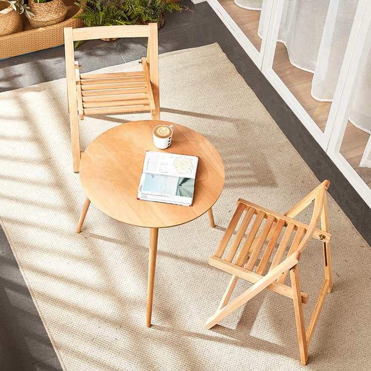 Modern Wood Round Side Table 4 Legs End Table in Natural/White