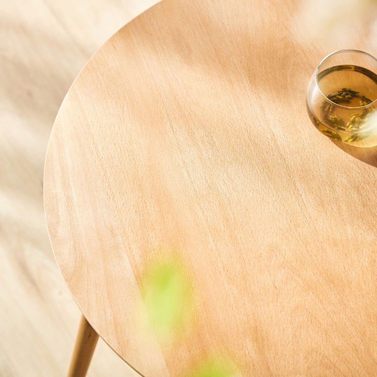 Modern Wood Round Side Table 4 Legs End Table in Natural/White