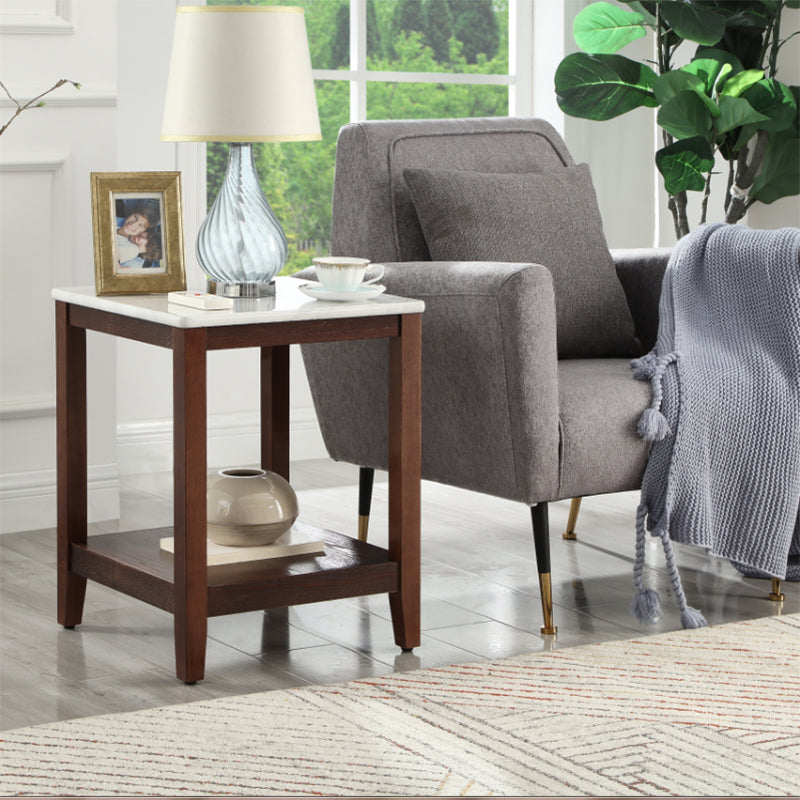 Farmhouse Living Room 4-Leg End Table One-Shelf Wooden Sofa End Table