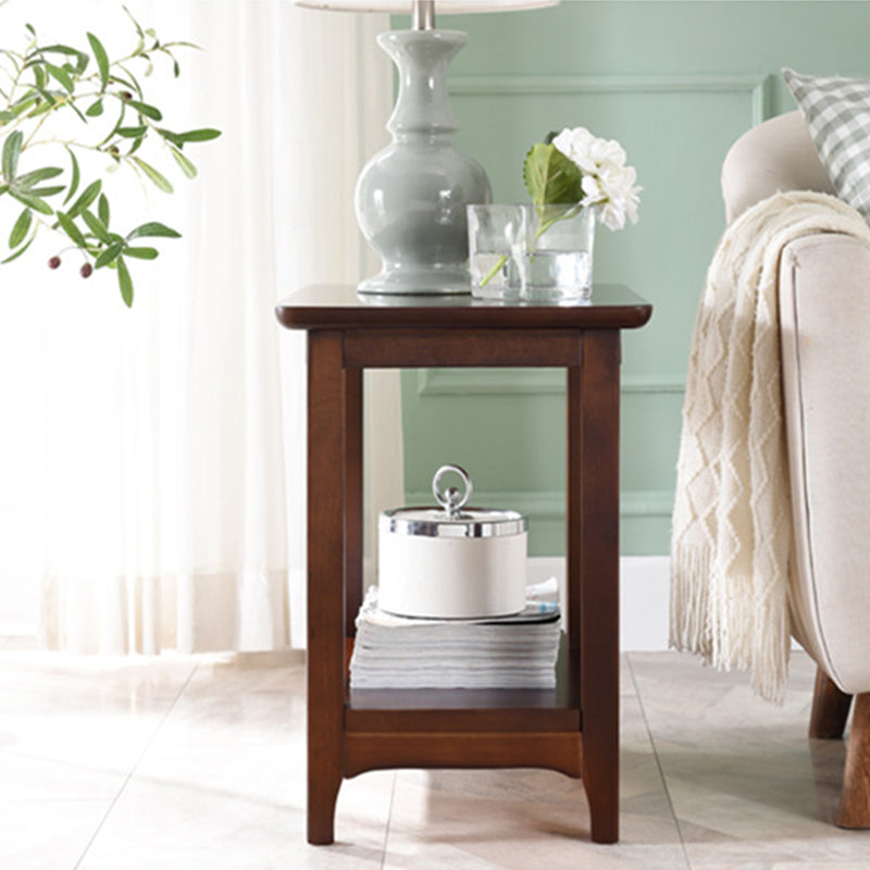 Country Wooden Table Top End Table One Shelf Side Table With Four Legs