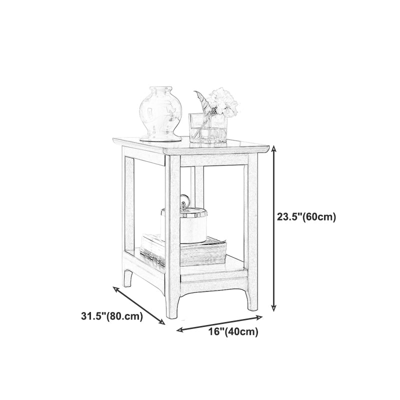 Country Wooden Table Top End Table One Shelf Side Table With Four Legs