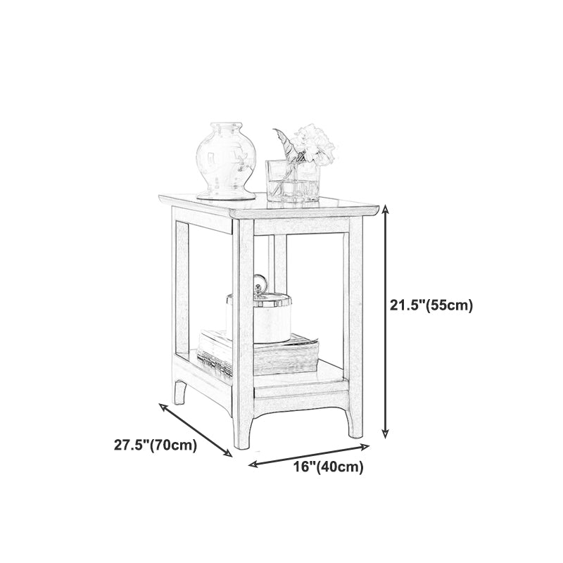 Country Wooden Table Top End Table One Shelf Side Table With Four Legs