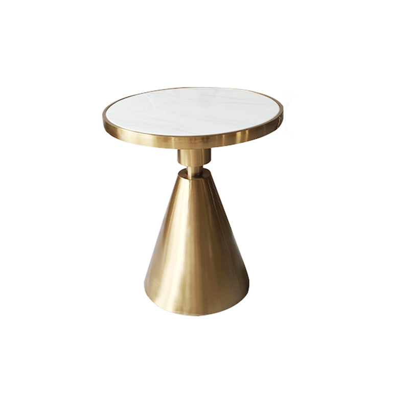 23" Tall Glam Round Marble Single Side End Table With Single Base