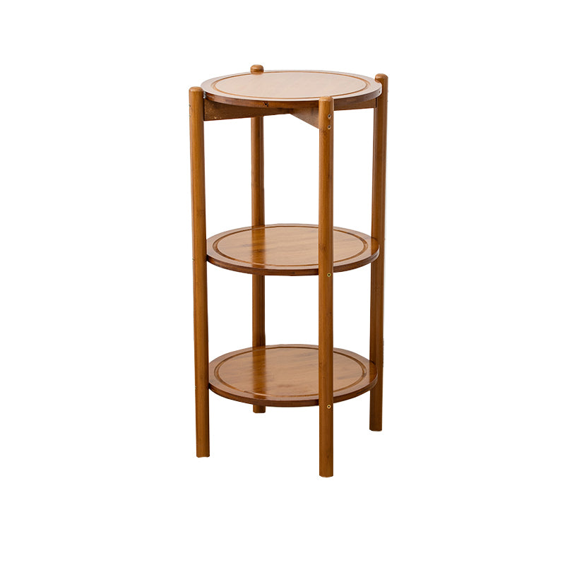 Modern Round Wood Side Table with 4 Legs and Storage for Living Room