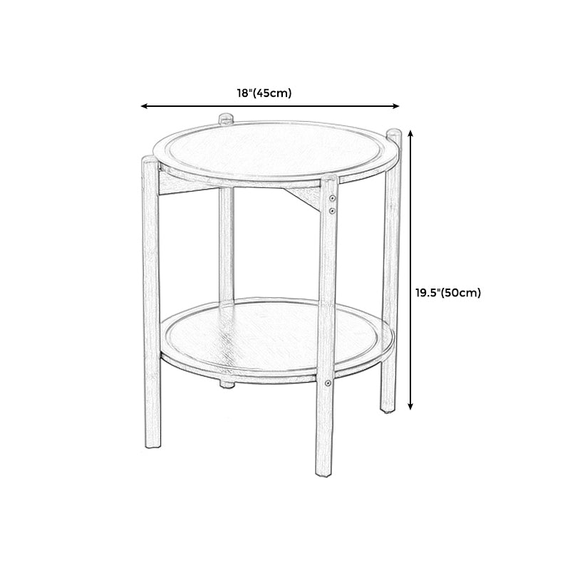 Modern Round Wood Side Table with 4 Legs and Storage for Living Room