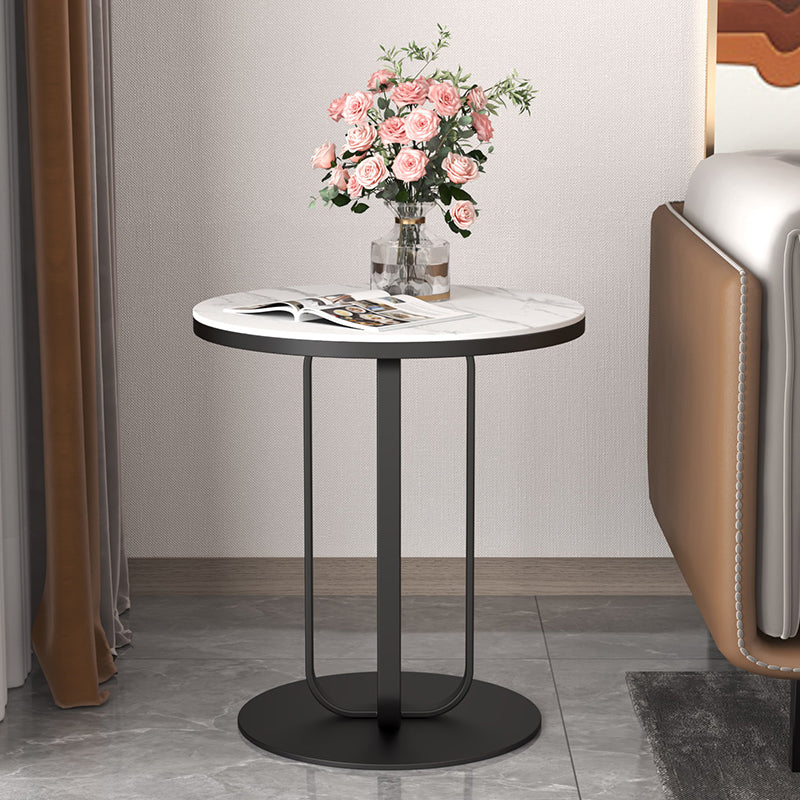 Metal End Table 21.65" Tall Modern Round Pedestal Side Table for Living Room