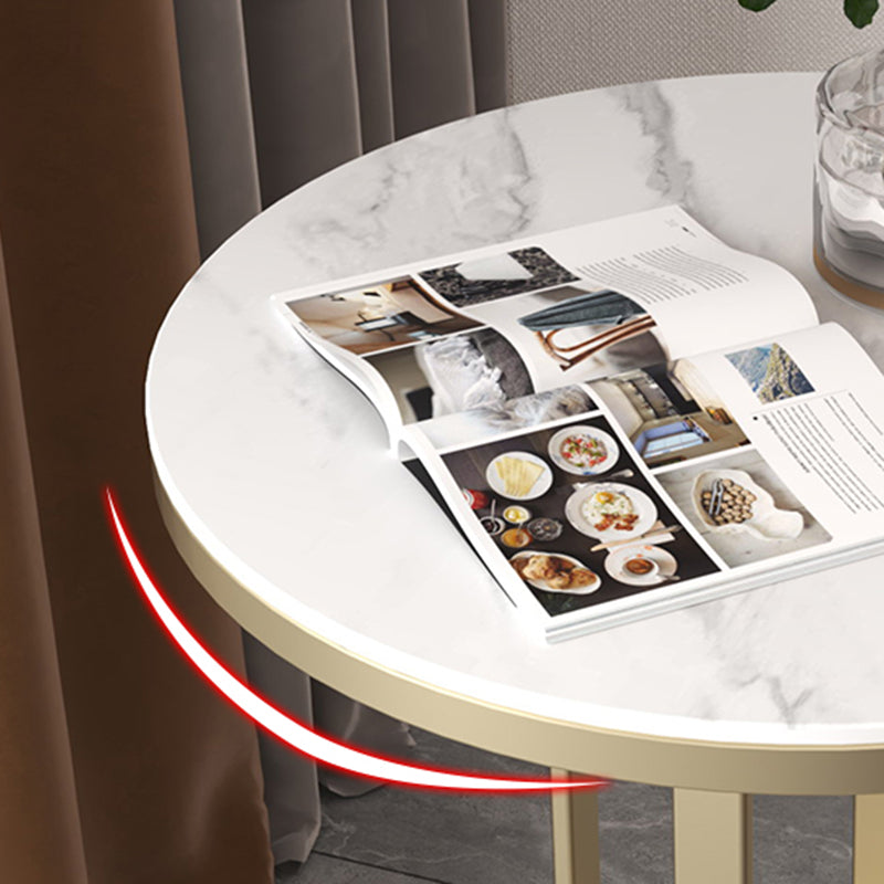 Metal End Table 21.65" Tall Modern Round Pedestal Side Table for Living Room