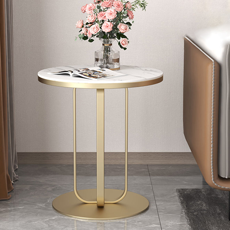 Metal End Table 21.65" Tall Modern Round Pedestal Side Table for Living Room