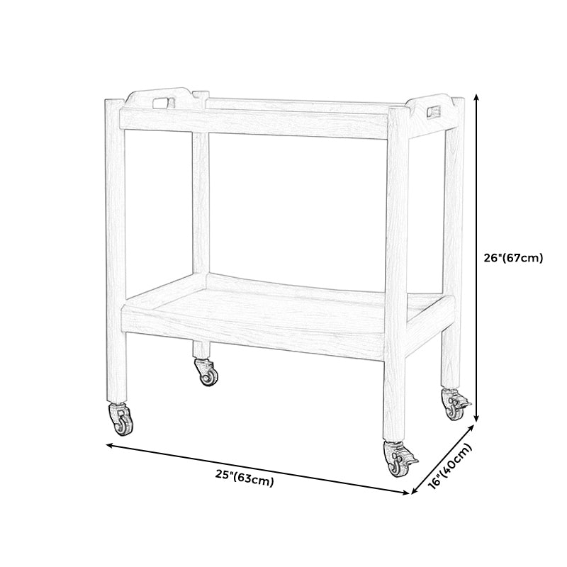 Rectangular Solid Wood Side Table Farmhouse 17" Wide Side Table with Wheels
