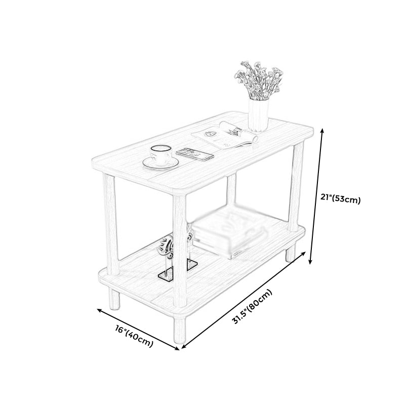 Nordic style Wood Side Table with Shelves Sofa End Table for Living Room