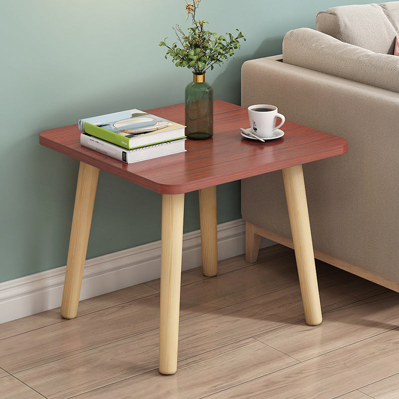 Modern 17" Tall Wooden Single End Table With Four Wooden Legs