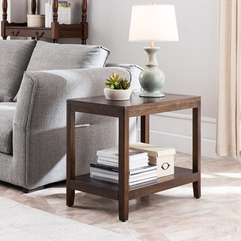 Ashwood Double Tier End Table Contemporary Rectangular Side Table for Living Room