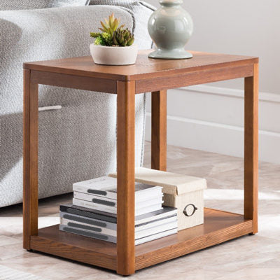 Ashwood Double Tier End Table Contemporary Rectangular Side Table for Living Room